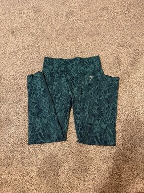 Gymshark Teal Animal-Pattern Leggings